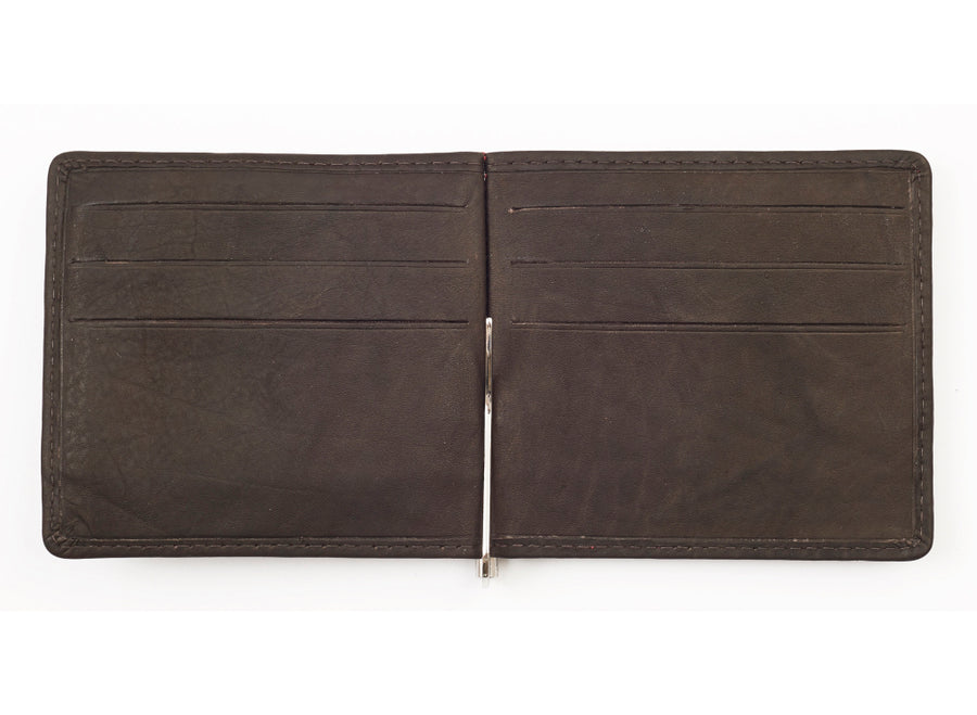 Zippo Leather Bi-Fold Money Clip Wallet - Mocha