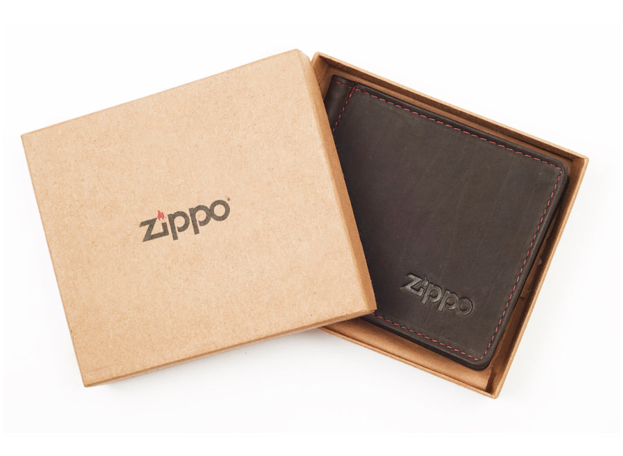 Zippo Leather Bi-Fold Money Clip Wallet - Mocha