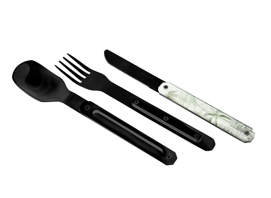 Akinod Straight Magnetic Cutlery (Black Mirror Finish) - Tropics