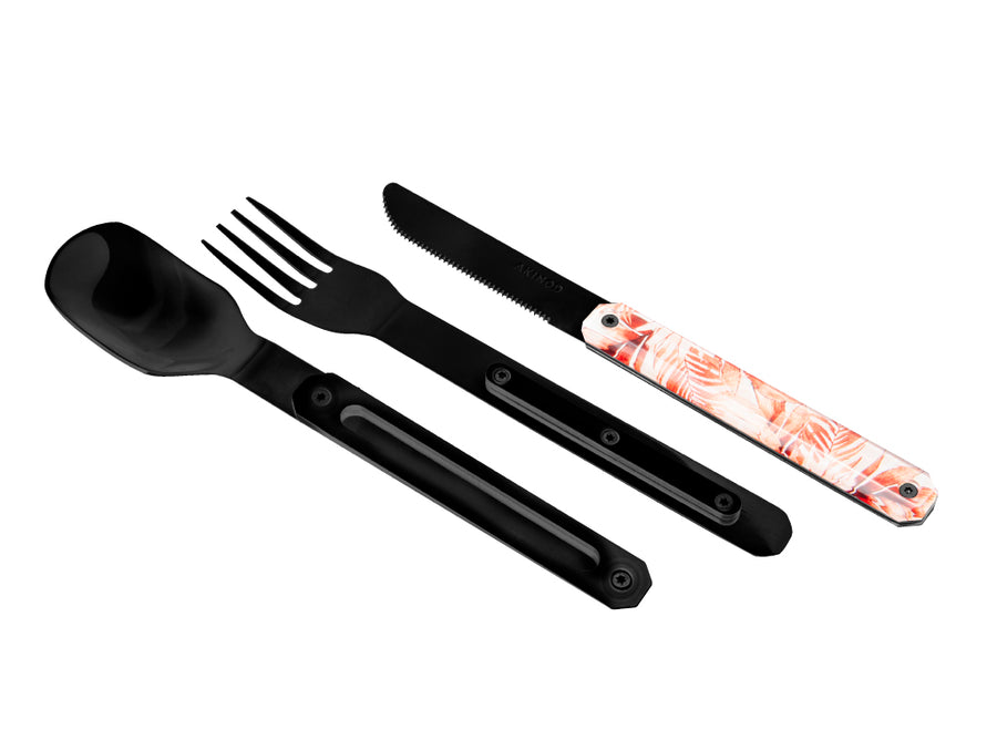 Akinod Straight Magnetic Cutlery (Black Mirror Finish) - Fall Fern