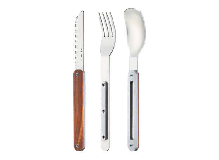 Akinod Straight Magnetic Cutlery (Mirror Finish) - Coral Wood