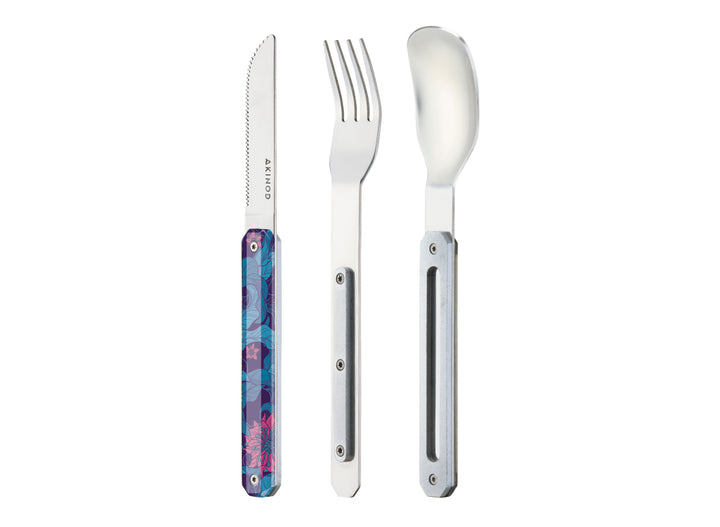 Akinod Straight Magnetic Cutlery (Mirror Finish) - Hibiscus