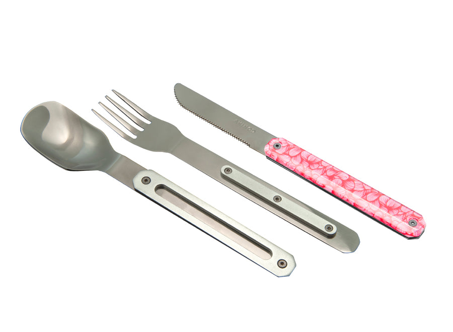 Akinod Straight Magnetic Cutlery (Mirror Finish) - Delicate Pink