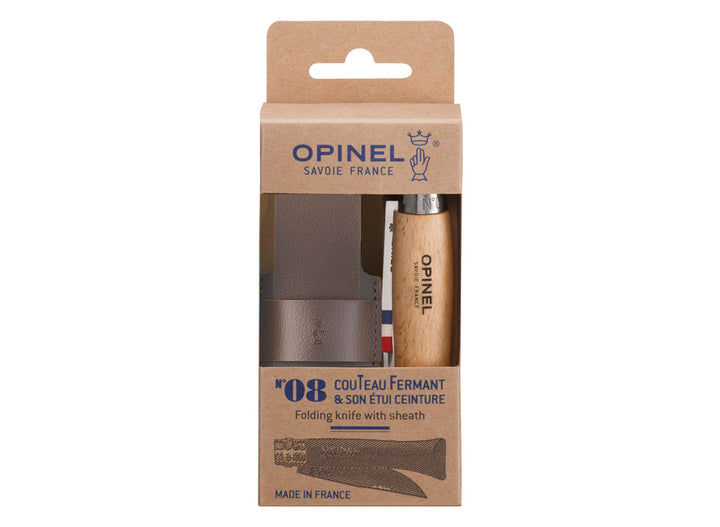 Opinel N°08 Classic Originals Stainless Steel Knife with Sheath Gift Set