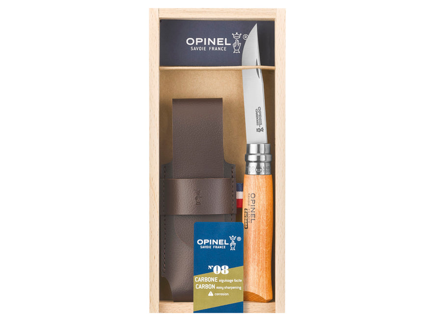 Opinel N°08 Classic Originals Carbon Steel Knife with Sheath Gift Set