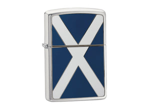 Zippo Scotland Flag Lighter - Brushed Chrome