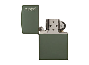 Zippo Logo Lighter - Green Matte