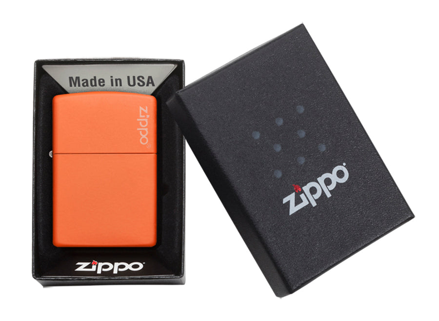 Zippo Logo Lighter - Orange Matte
