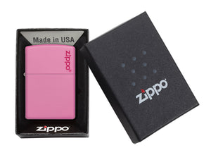 Zippo Logo Lighter - Pink Matte