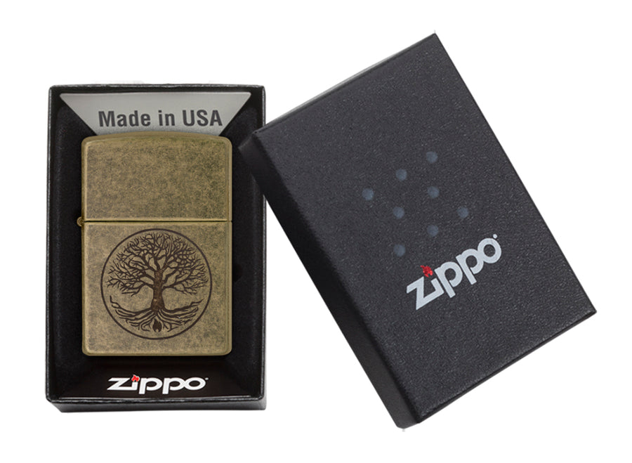 Zippo Tree of Life Lighter - Antique Brass