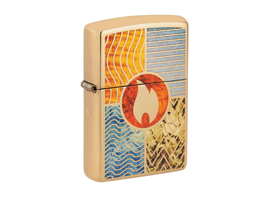 Zippo Elements of Earth Lighter - High Polish Brass