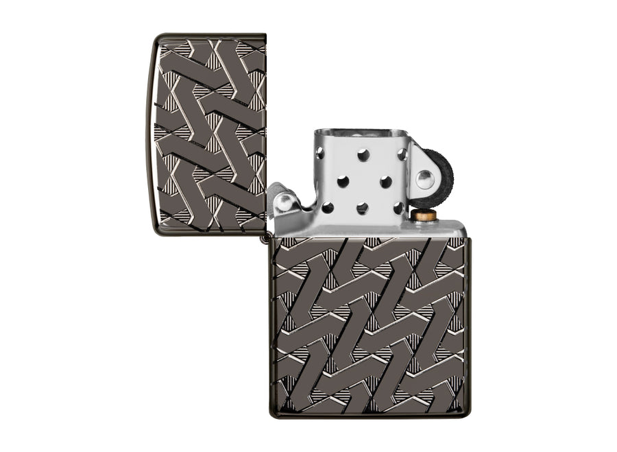 Zippo Geometric Weave Lighter - High Polish Black Ice®