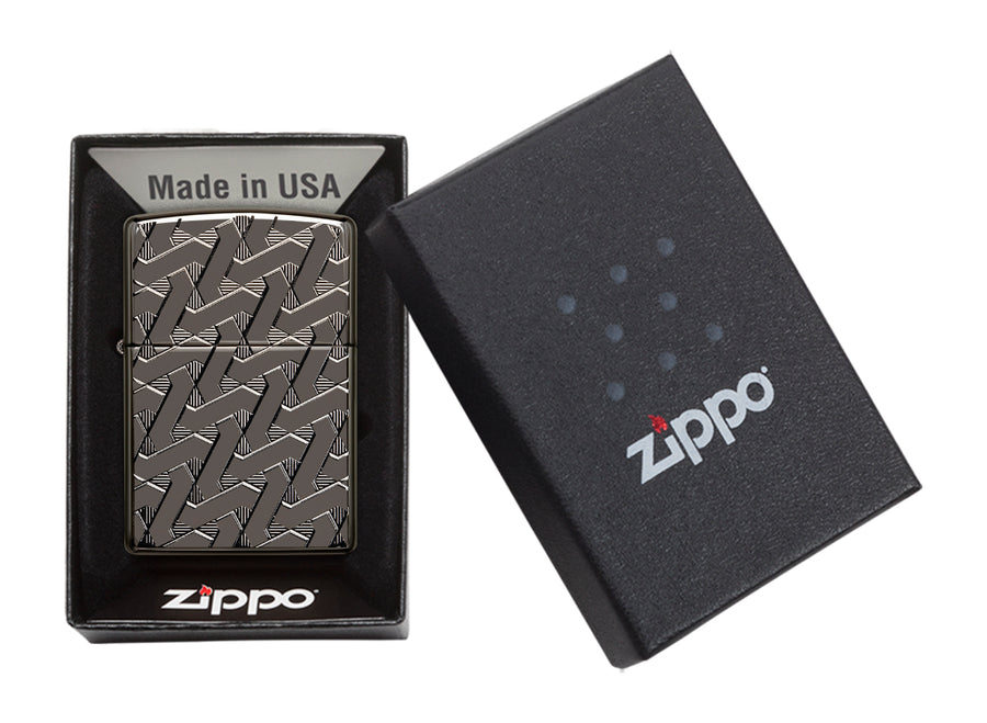 Zippo Geometric Weave Lighter - High Polish Black Ice®