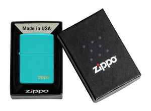 Zippo Logo Lighter - Flat Turquoise