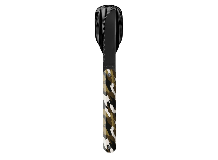 Akinod Straight Magnetic Cutlery (Black Mirror Finish) - Green Camo