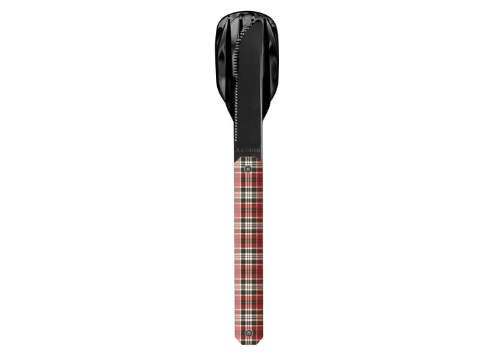 Akinod Straight Magnetic Cutlery (Black Mirror Finish) - Red Tartan