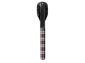 Akinod Straight Magnetic Cutlery (Black Mirror Finish) - Blue Tartan