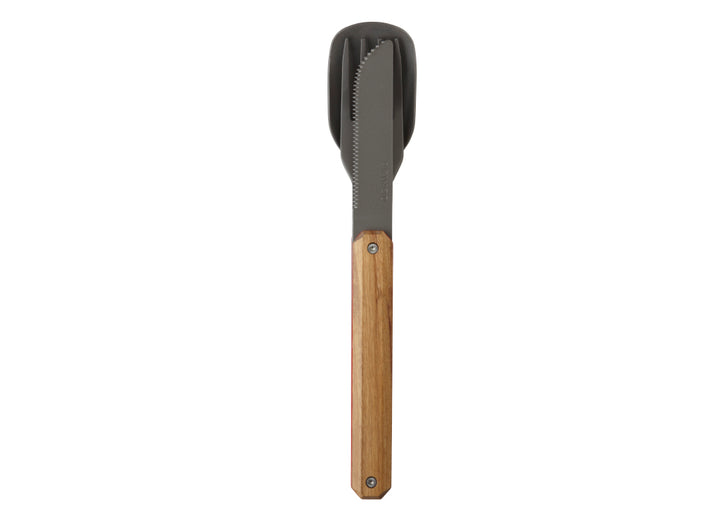 Akinod Straight Magnetic Cutlery (Grey Titanium Finish) - Olive Wood