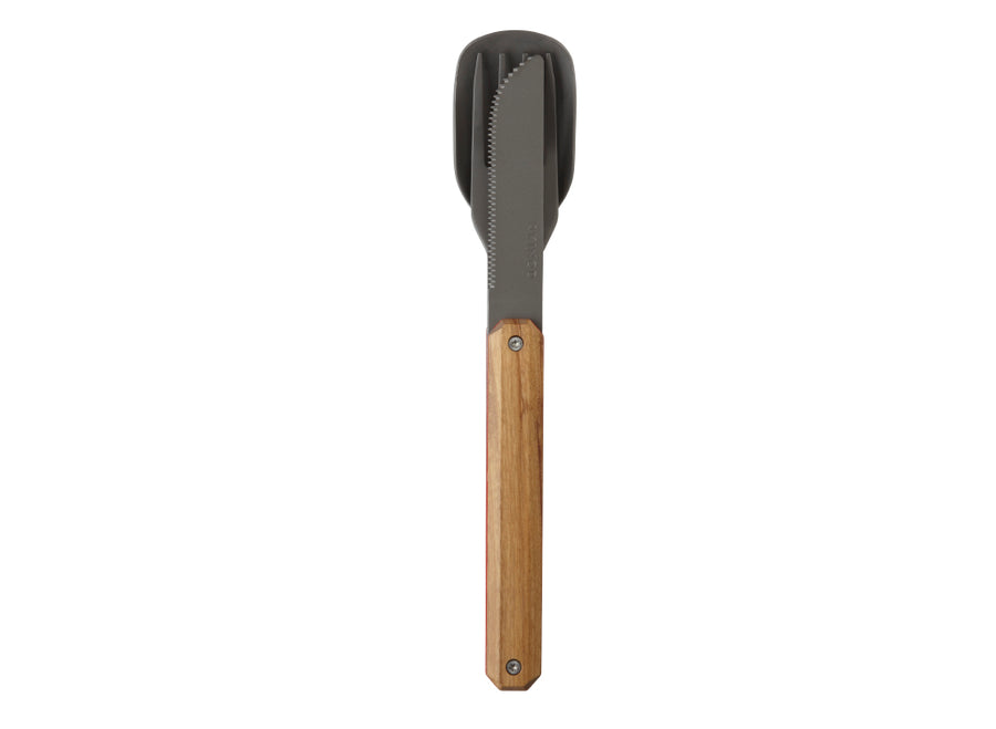 Akinod Straight Magnetic Cutlery (Grey Titanium Finish) - Olive Wood