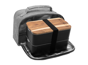 Akinod Bento + Insulated Lunch Bag - Black/Mottled Grey