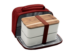 Akinod Bento + Insulated Lunch Bag - White/Terracotta