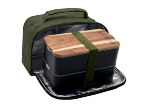Akinod Bento + Insulated Lunch Bag - Black/Khaki