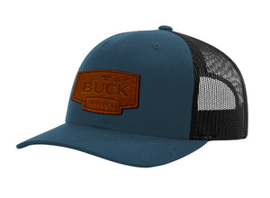 Buck Leather Patch Logo Cap - Blue