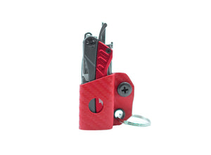 Clip & Carry Kydex Sheath: Gerber Dime/Leatherman Squirt - Red Carbon Fibre