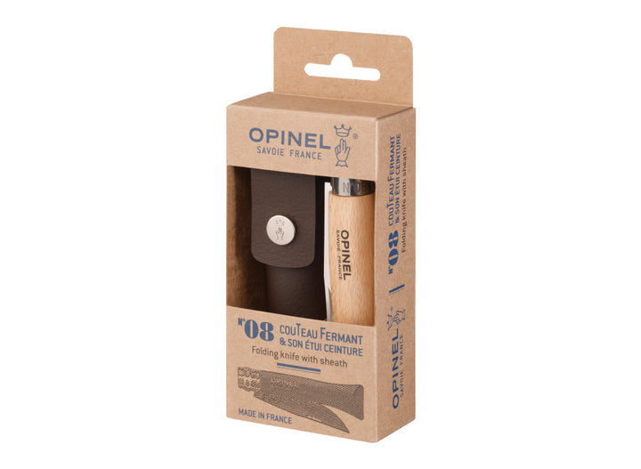Opinel N°08 Classic Originals Stainless Steel Knife with Sheath Gift Set