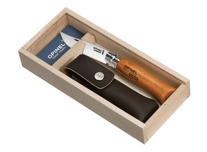 Opinel No.8 Classic Originals Carbon Steel Knife with Sheath Gift Set